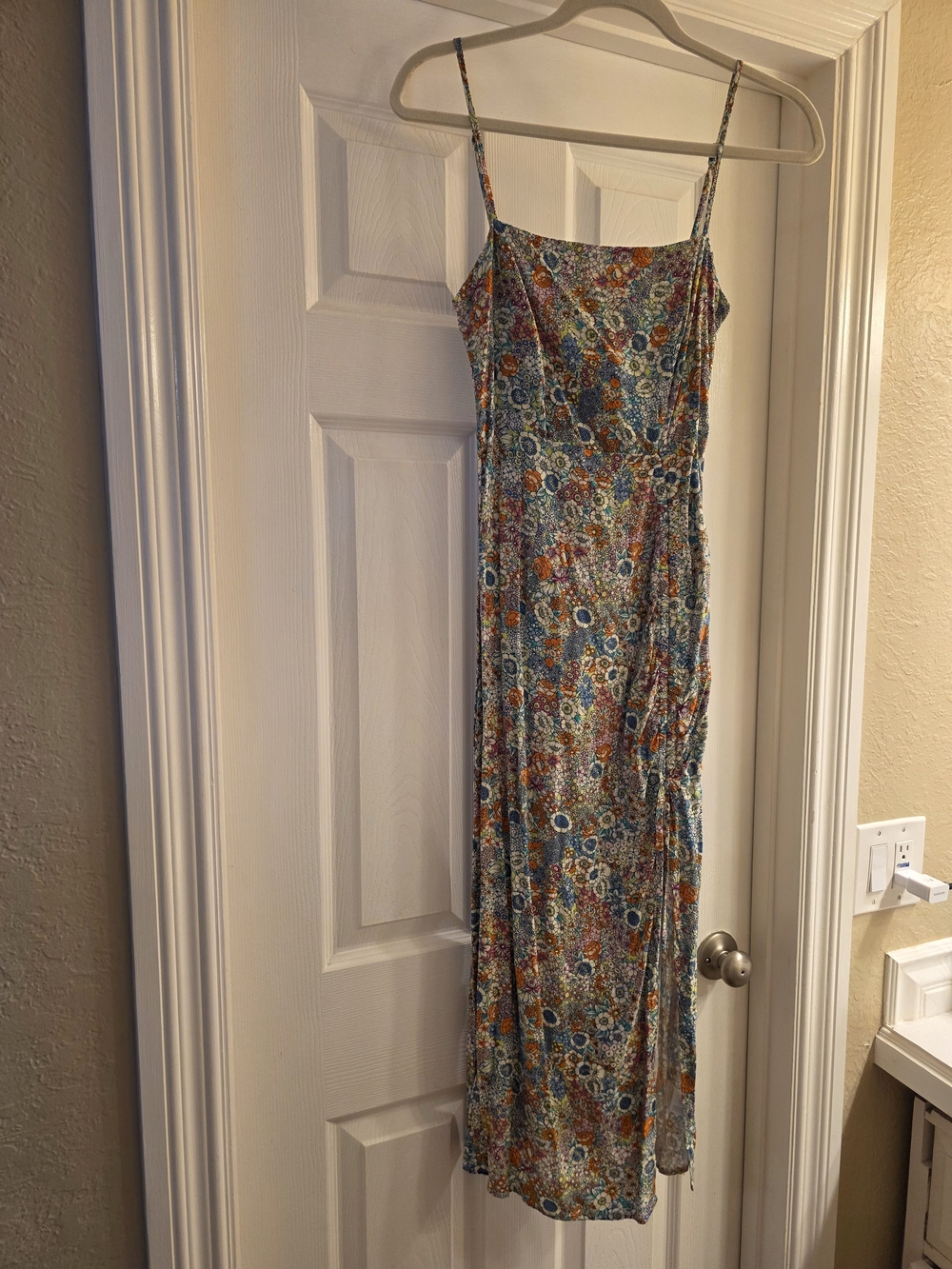 O'Neill Floral Spaghetti Strap Maxi Dress - Blue, Orange, Cream